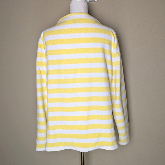 Talbots‎ Yellow & White Striped Terry Knit Pullover Nautical Button Shoulder XL - Picture 2 of 7